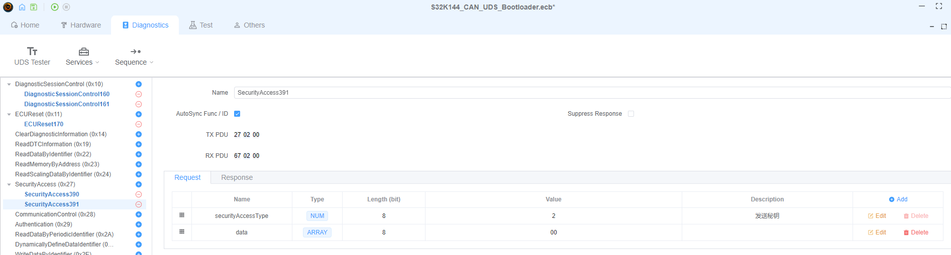 Security Key Response Configuration
